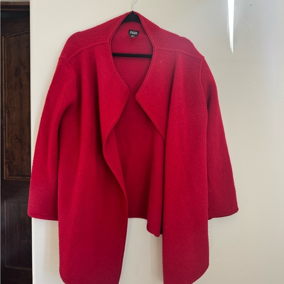 Eileen Fisher Sweaters - Eileen Fisher Red Wool Drape Jacket S Minimalist Luxe Layer Capsule Coquette